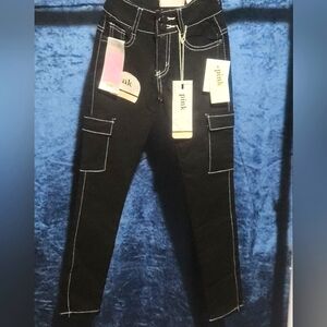 Pink ivy Ultra Stretchy Black Cargo Jean Girls Size 10.